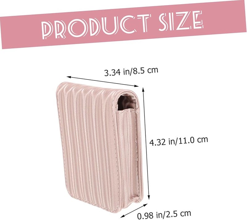 Mini Lipstick Case with Mirror Portable Makeup Pouch Travel Organizer Cosmetic Bag Black - Image 3
